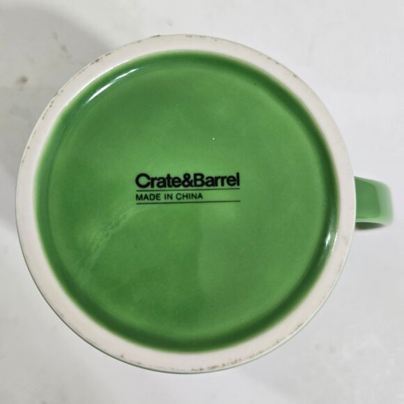 Vintage Crate&Barrel Color Block Coffee Mug Green and White Large 12-14oz - Picture 9 of 11